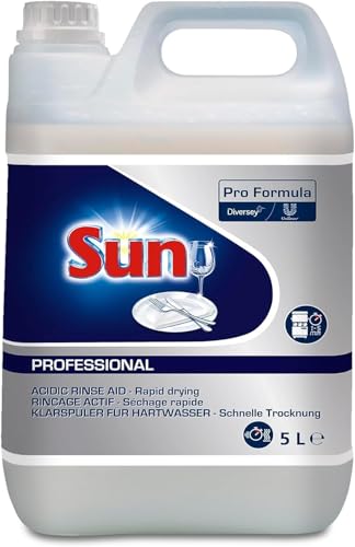 Sun Professional Saurer Klarspüler für die Spülmaschine - Effektiver Multifunktions-Klarspüler für strahlenden Glanz und hygienisch sauberes Geschirr, professionelle Formulierung, 5L von Sun Professional