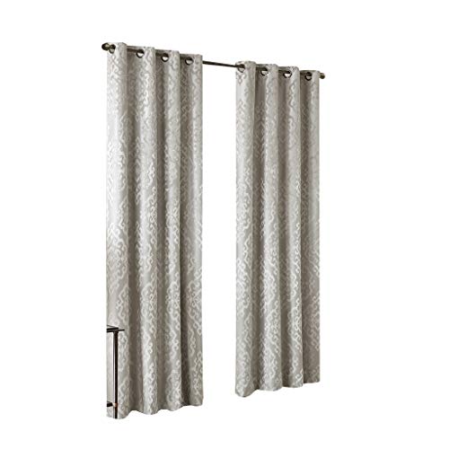 Sun Smart Mirage, 100% totaler Verdunkelungsvorhang, gestrickter Jacquard-Damast, Raumverdunkelungsvorhang mit Ösen, 127 x 213,4 cm, Silber von Sun Smart