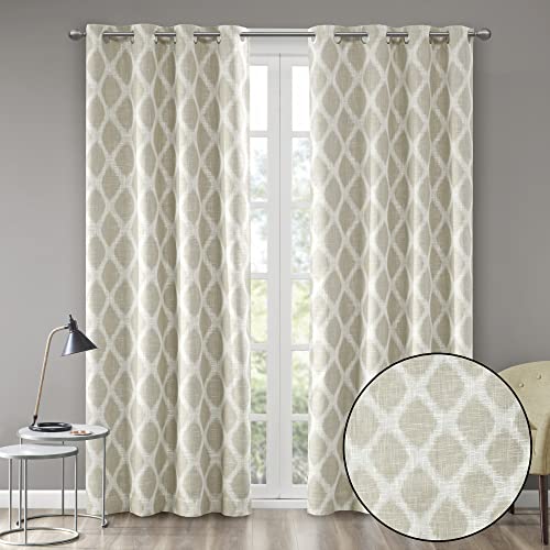 Sun Smart Blakesly Verdunkelungsvorhänge, Terrasse, Fenster, Ikat-Druck, Ösen, Wohnzimmer-Dekor, wärmeisoliert, lichtblockierender Vorhang für Schlafzimmer und Wohnungen, 127 x 241,3 cm, Taupe von Sun Smart