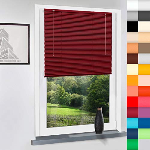 Aluminium Jalousie nach Maß, Jalousien Alu Jalousien nach maß innen Innenjalousien Maßanfertigung, für Fenster und Türen, Fenster, Klemmfix ohne Bohren (Bordeaux Rot, Höhe: 130cm x Breite: 40cm) Aluminium Jalousie nach Maß, Jalousien Alu Jalousien nach maß innen Innenjalousien Maßanfertigung, für Fenster und Türen, Fenster, Klemmfix ohne Bohren (Bordeaux Rot, Höhe: 130cm x Breite: 40cm) von Sun World