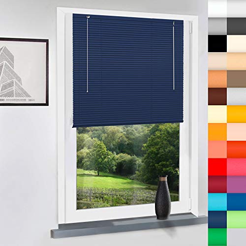 Aluminium Jalousie nach Maß, Jalousien Alu Jalousien nach maß innen Innenjalousien Maßanfertigung, für Fenster und Türen, Fenster, Klemmfix ohne Bohren (Navy, Höhe: 200cm x Breite: 170cm) von Sun World