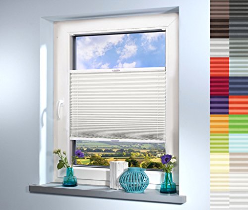 Plissee nach Maß, deutsche Wertarbeit, hochqualitative Wertarbeit, für Fenster und Türen, alle Größen, Maßanfertigung, Jalousie, Faltrollo (Farbe: Off White, Höhe: 101-110cm, Breite: 101-110cm) Plissee nach Maß, deutsche Wertarbeit, hochqualitative Wertarbeit, für Fenster und Türen, alle Größen, Maßanfertigung, Jalousie, Faltrollo (Farbe: Off White, Höhe: 101-110cm, Breite: 101-110cm) von Sun World