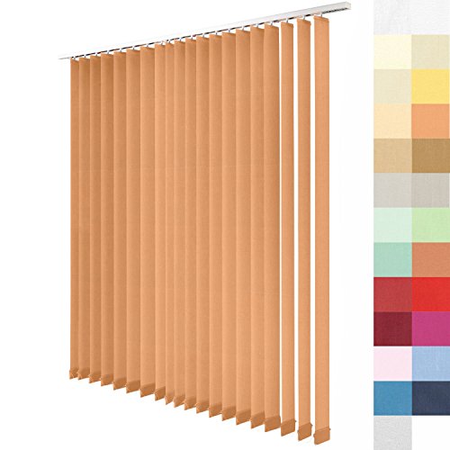 Sun World Lamellenvorhang nach Maß, Vertikal Lamellen Jalousien auf Maß vertikal Lamellen Maßanfertigung Vertikaljalousie Schiebevorhang ohne Deckenschiene (Apricot, Höhe: 220cm x Breite: 250cm) von Sun World