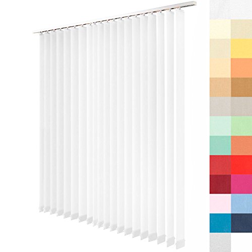 Sun World Lamellenvorhang nach Maß, Vertikal Lamellen Jalousien auf Maß vertikal Lamellen Maßanfertigung Vertikaljalousie Schiebevorhang ohne Deckenschiene (Weiß, Höhe: 190cm x Breite: 275cm) von Sun World