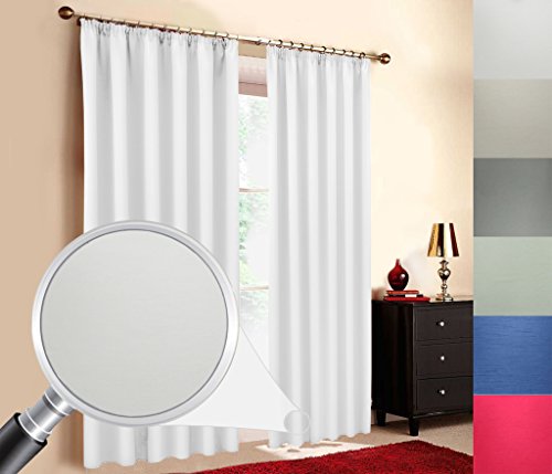 Sun World Maßgeschneiderte Deko Gardine Kanshan Silk, Blickdicht, Vorhang nach Maß,Kräuselband, Maßanfertigung von 70cm bis 330cm Höhe, Weiß (75cm) von Sun World