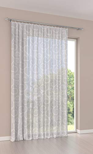 Sun World Maßgeschneiderte Golde Scherli Voile Store Gardine “Franco“ Kräuselband Vorhang nach Maß, Gardinen nach Maß Höhe: 90–295cm (Gold, 165 x 500 cm/HxB) von Sun World