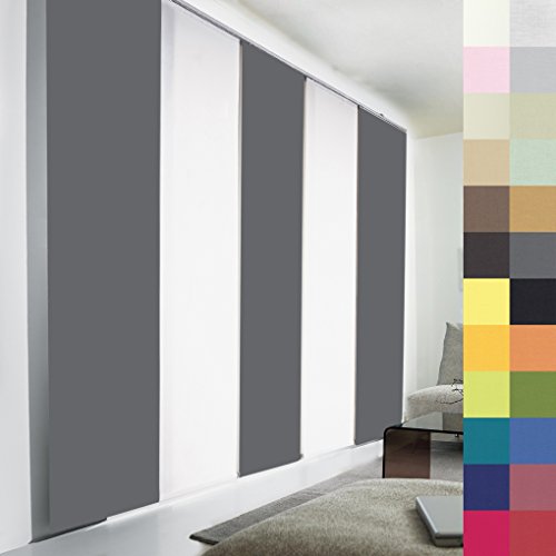 Sun World Schiebegardinen nach Maß, hochqualitative Wertarbeit, alle Größen verfügbar, Maßanfertigung, Schiebevorhang, Raumteiler, Flächenvorhang, Blickdicht (180cm Höhe x 80cm Breite/Grau) von Sun World