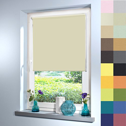 Sun World Tageslicht Rollo nach Maß, Blickdicht, hochqualitative Wertarbeit, alle Größen, für Fenster und Türen, Rollo nach Maß, Klemmfix ohne Bohren (100cm Höhe x 85cm Breite/Eccrue) von Sun World