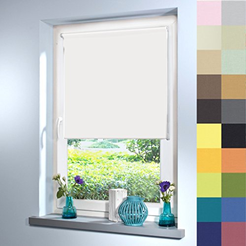 Sun World Tageslicht Rollo nach Maß, Blickdicht, hochqualitative Wertarbeit, alle Größen, für Fenster und Türen, Rollo nach Maß, Klemmfix ohne Bohren (140cm Höhe x 85cm Breite/Weiß) von Sun World
