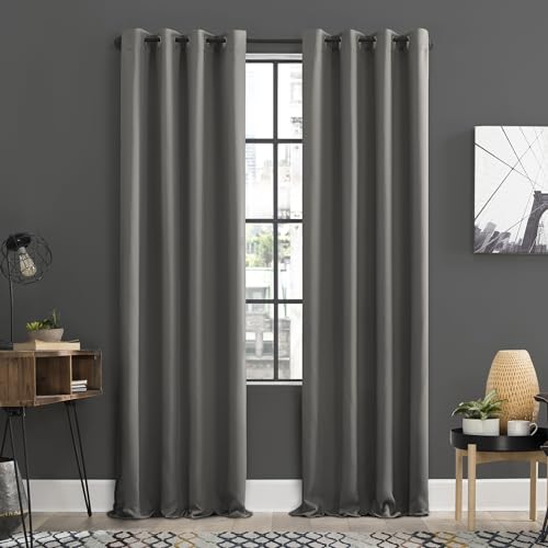 Sun Zero Soho 2er-Pack energieeffiziente Verdunklungsvorhänge, 137,2 x 25,4 cm, Grau von SUN ZERO