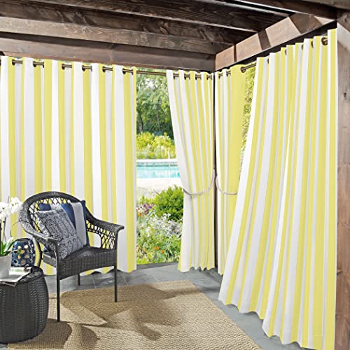 Sun Zero Valencia Cabana-Vorhang, gestreift, UV-Schutz, energieeffizient, 137,2 x 241,3 cm, Gelb, 2 Stück von SUN ZERO