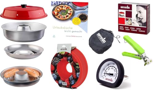 Sun and Ice 9-teiliges Spar-Set Omnia Camping Backofen | Omnia Backofen + Original Kochbuch + Aufbackgitter + Backofenthermometer + Haltegriff + Silikonform + Tasche von Sun and Ice