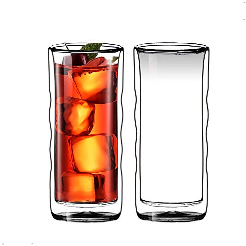 Sun 's Tea (TM) Klauenhammer, Ultra Clear stabile Doppel-Wand isoliert Thermo Wave Glas Tumbler Glas für Bier/Cocktail/Limonade/iced Tee, Set von 2 von Sun's Tea