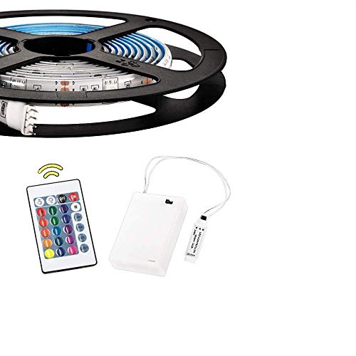 2 m batteriebetriebene RGB-LED-Lichtbänder Flexible Lichtschlauchbeleuchtung mit Batterie-Netzteil und 24 Tasten RF-Fernbedienung von Sun3drucker