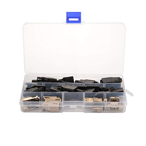 Sun3drucker 20Pairs Premium USB Connector with Shell Type-A Male(10Pairs) and Type-A A 2.0 Female (10Pairs) 4 Pin Plug Connector Jack Socket DIY von Sun3drucker