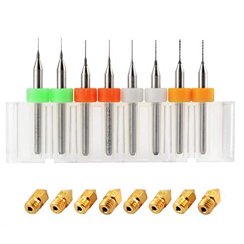 8pcs 0.2mm 0.3mm 0.4mm 0.5mm Brass Nozzle Extruder M6 Thread Print Head + 8pcs Drill Bits Nozzle Cleaner for E 3D Makerbot 3D Printer 8pcs 0.2mm 0.3mm 0.4mm 0.5mm Brass Nozzle Extruder M6 Thread Print Head + 8pcs Drill Bits Nozzle Cleaner for E 3D Makerbot 3D Printer von Sun3drucker