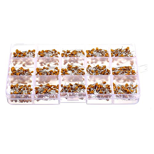 Sun3drucker 600 stks Keramik kondensator10pF 20pF 30pF 47pF 56pF 68pF 100pF 220pF 330pF 680pF 1nF 4.7nF 10nF 47nF 100nF Sortiments kit (15 wert) von Sun3drucker