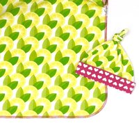 Zitrone Bio-Baumwolle Swaddle Set, Gelbe Frucht Neugeborenes Babydecke & Hut, Neue Mama Pflege Abdeckung, Zitrus Kinderwagen Decke, Florida von SunAndSongFL