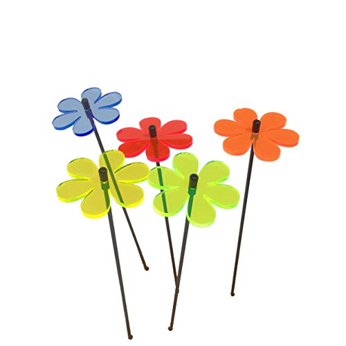 Sun Catcher Garden Decor Sonnenfänger 5 Kleinen Leuchtenden Daisy Besondere Garten Dekoration für Garten, Balkon oder Terrasse Geschenk, Farbe:YYY von Sun Catcher Garden Decor