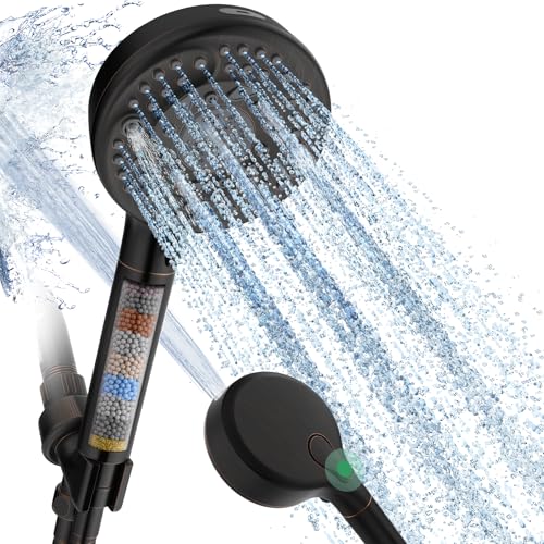 SunCleanse Gefilterter Duschkopf mit Handheld, 9 Sprüheinstellungen, abnehmbarer Duschkopf mit Filtern, Duschkopf für hartes Wasser, gefiltertes Chlor, verbessert Haut- und Haarstruktur, Schwarz von SunCleanse