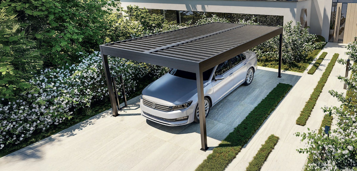 SunElements Carport SunPort Classic mit Trapezblech Dach (Einzel- & Doppelcarport) B 718 x T 345 cm (Gr. Doppel M) von SunElements