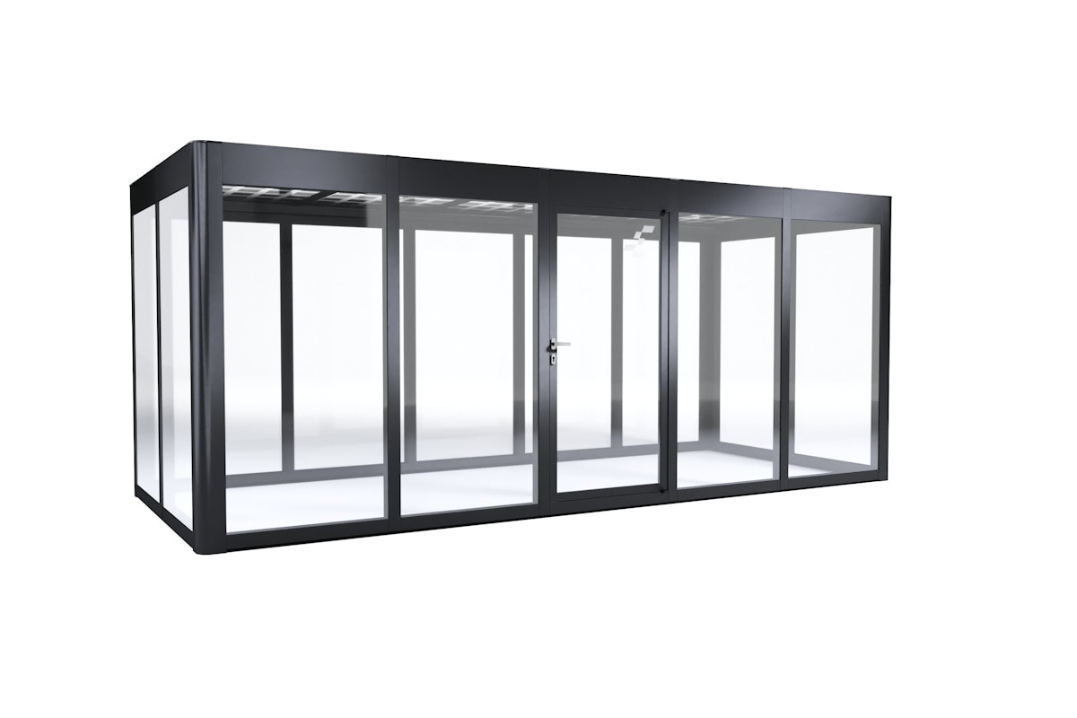 SunElements Design Gewächshaus SunGarden Energy mit Photovoltaikdach 5.2 anthrazit-metallic, Wände: 6mm Acrylglas klar, Dach: Doppelglasmodule 40 % Transparenz von SunElements
