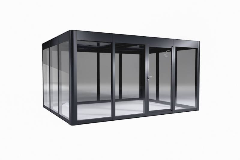 SunElements Design Gewächshaus SunGarden Power mit Photovoltaikdach 3.4 anthrazit-metallic, Wände: 6mm Acrylglas, Dach: Doppelglasmodule 5 % Transparenz von SunElements