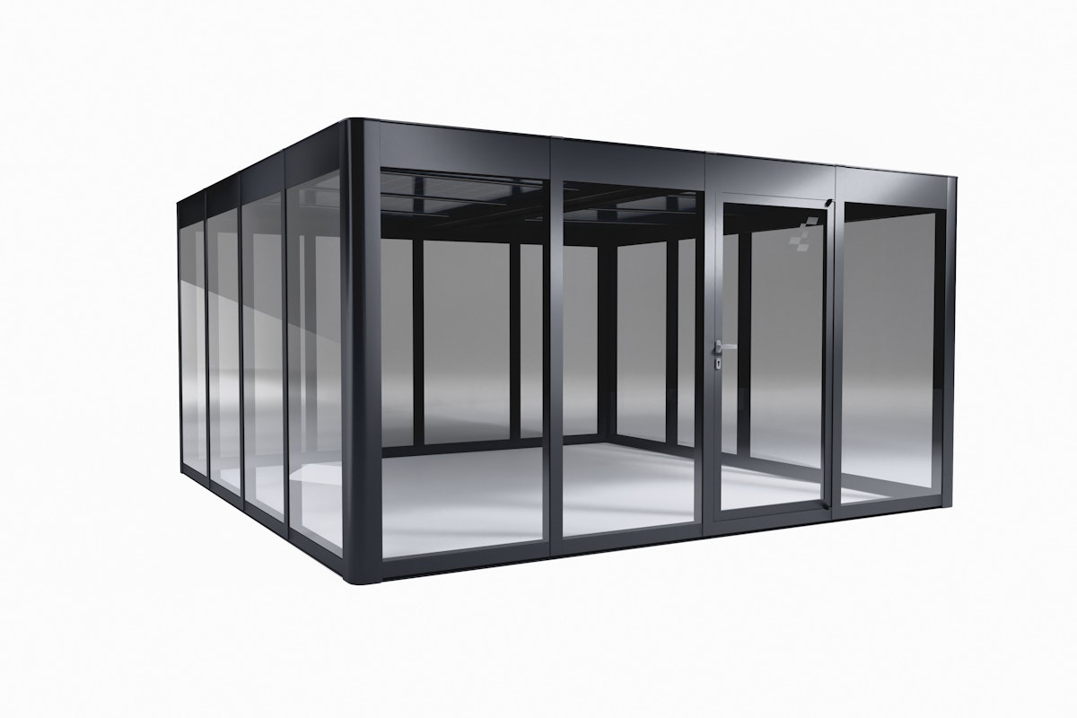 SunElements Design Gewächshaus SunGarden Power mit Photovoltaikdach 4.4 anthrazit-metallic, Wände: 6mm Acrylglas, Dach: Doppelglasmodule 5 % Transparenz von SunElements