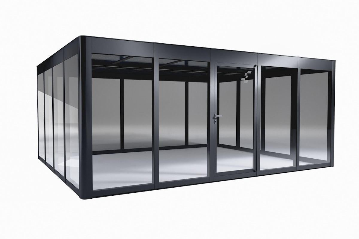 SunElements Design Gewächshaus SunGarden Power mit Photovoltaikdach 5.4 anthrazit-metallic, Wände: 6mm Acrylglas, Dach: Doppelglasmodule 5 % Transparenz von SunElements