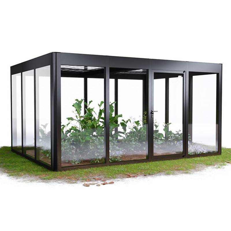 SunElements Gewächshaus 'SunGarden Energy 3.4' 443 x 338 cm mit 6 mm Acrylglas Solardach anthrazit-metallic von SunElements