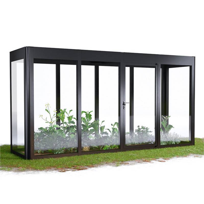 SunElements Gewächshaus 'SunGarden Energy 4.1' 443 x 128 cm mit 6 mm Acrylglas Solardach anthrazit-metallic von SunElements
