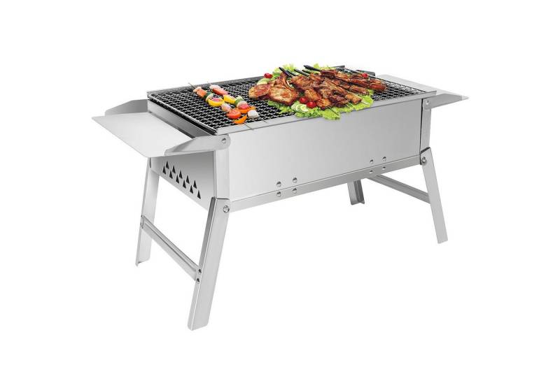 SunJas Holzkohlegrill CA-14, Edelstahl Grill Tischgrill Faltbar BBQ Klappgrill Campinggrill von SunJas