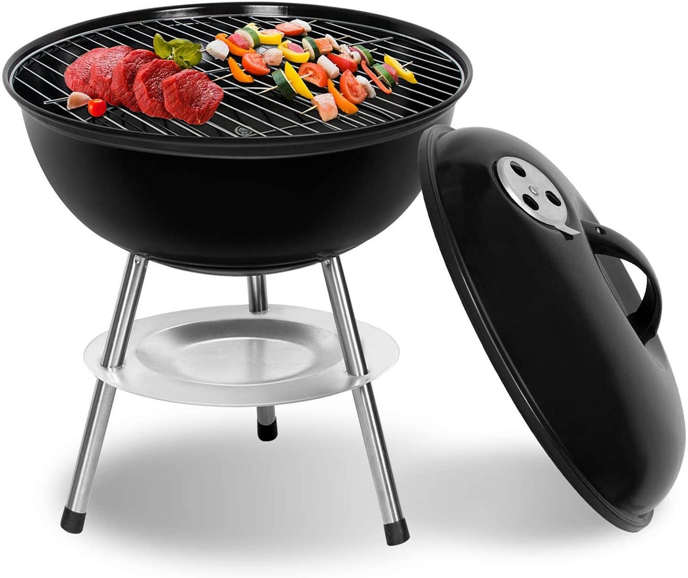 SunJas Holzkohlegrill Kugelgrill CA, Hoch: 37cm(S), 70cm(L), mit Deckel, mit Rädern(CA-20, Groß) von SunJas