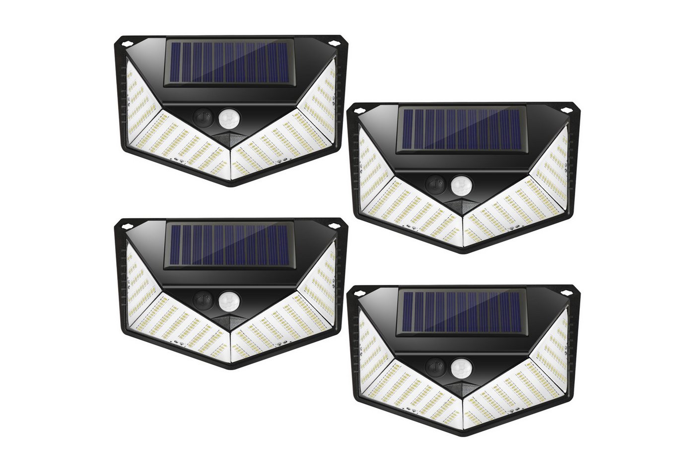 SunJas LED Solarleuchte 4xLTBGD220., 220pcs LED, 4x Solarstrahler IP65 Außenleuchte Gartenlampe Außen-Wandleuchte von SunJas