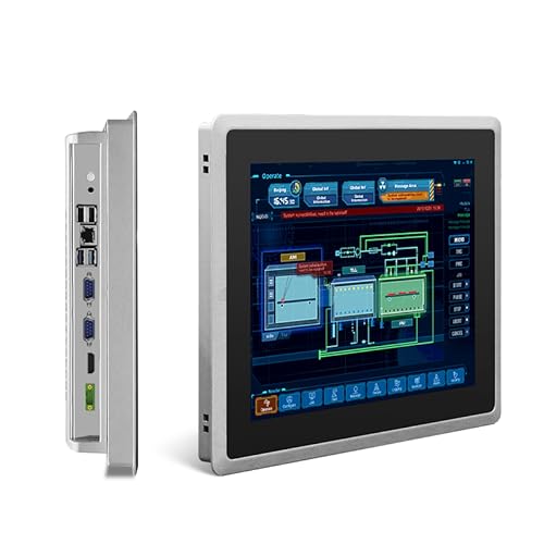 SunKol 10,4 Zoll lüfterloser Industrie-Panel-PC, All-in-One-Industrie-Embedded-Panel-PC mit kapazitivem Touchscreen, 2 x USB 2.0, 2 x USB 3.0, HDMI, 2 x RS232, LAN (J6412, 16 GB RAM 512 GB SSD) von SunKol