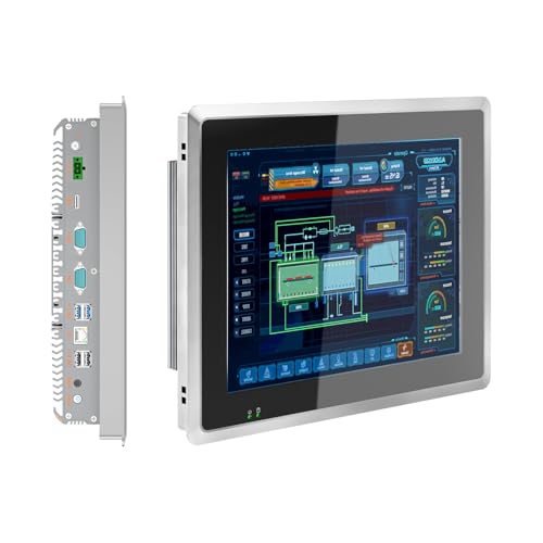 SunKol 10,4 Zoll lüfterloser Industrie-Panel-PC, All-in-One-Industrie-Embedded-Panel-PC mit kapazitivem Touchscreen, 2 x USB 2.0, 2 x USB 3.0, HDMI, 2 x RS232, LAN (i3-4005U, 8 GB RAM 256 GB SSD) von SunKol