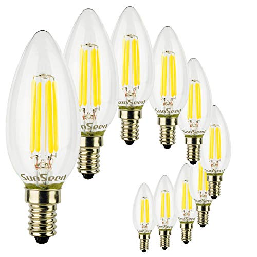 SUNSEED 10x Glühfaden LED Kerze Lampe E14 6W ersetzt 60W Neutralweiß 4000K von SUNSEED