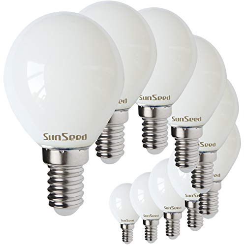 SUNSEED 10x Glühfaden LED Opal Golfball-Lampe E14 4W ersetzt 40W Neutralweiß 4000K von SUNSEED