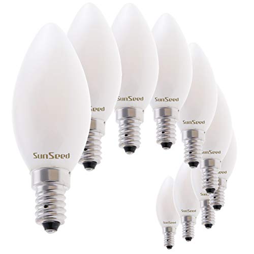 SUNSEED 10x Glühfaden LED Opal Kerze Lampe E14 4W ersetzt 40W Neutralweiß 4000K von SUNSEED