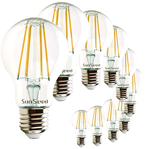 SUNSEED 10x Glühfaden LED classic Lampe E27 7W ersetzt 60W Warmweiß 2700K von SUNSEED