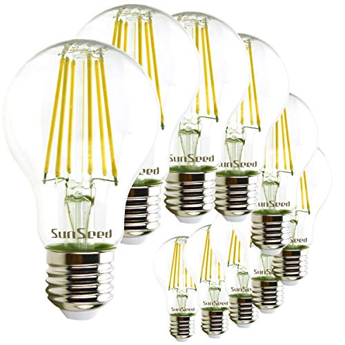 SUNSEED 10x Glühfaden LED classic Lampe E27 9W ersetzt 83W Neutralweiß 4000K von SUNSEED