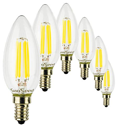 SUNSEED 6x Glühfaden LED Kerze Lampe E14 4W ersetzt 40W Neutralweiß 4700K von SUNSEED