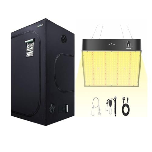SunStream Growzelt Komplettset, 120x120x200cm Zuchtzelte Kit mit 1000W Dimmbarer Pflanzenlampe Lampe für Komplettes Hydroponics Grow Tent Complete Set von SunStream