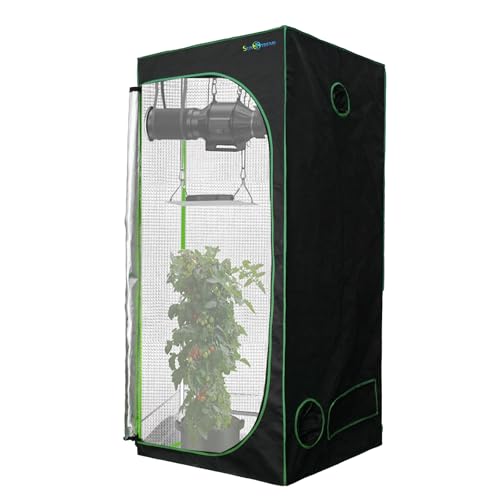 SunStream Grün Growzelt 90x90x180cm, Grow Tent für Indoor Lichtdicht und Wasserdicht Anbauzelt, Growschrank mit Wasserfestem Mylar-Beobachtungsfenster und Bodenwanne für Hydrokulturen-Anbausyst SunStream Grün Growzelt 90x90x180cm, Grow Tent für Indoor Lichtdicht und Wasserdicht Anbauzelt, Growschrank mit Wasserfestem Mylar-Beobachtungsfenster und Bodenwanne für Hydrokulturen-Anbausyst von SunStream
