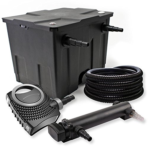 SunSun 1-Kammer Filter Set 12000l mit 24W UVC 3er Teich Klärer NEO7000 50W Pumpe und Schlauch von SunSun