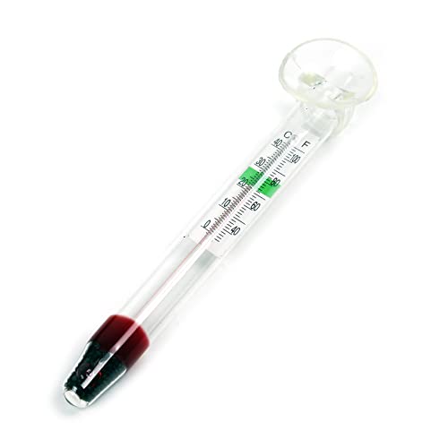 SunSun WDJ-02 Aquarium Thermometer -1–43 °C / 35–105 °F analoges Glasthermometer mit Saugnapf für Aquarium Temperatur, Terrarium oder Gewächshaus von SunSun