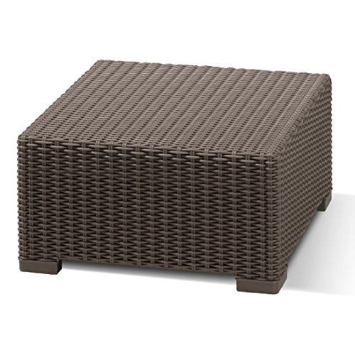 Allibert by Keter California Gartentisch aus Kunststoff, Beistelltisch für Garten, Terrasse & Balkon, runde Rattanoptik, quadratisch, braun, 68 x 68 x 35 cm von Keter