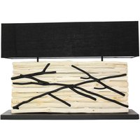 Design Tischlampe Treibholz Stoffschirm 80 cm lang von Suna Living