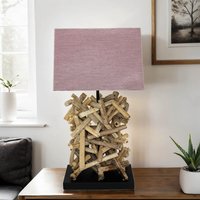 Design Tischleuchte Treibholz Stoff dekorativ Wohnzimmer von Suna Living
