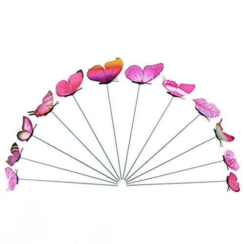 Garten Schmetterlinge Stakes Metall Pflanzenstecker Garten Ornamente Terrasse Balkon Rasen Dekorationen Rose Rot Pflanzenstecker Dekorationen Dekorative Gartenstecker 12 Stück von SunaOmni